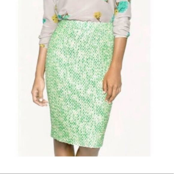J. Crew No. 2 pencil skirt in clover tweed Women’s Sz. 6 Green/White-Ivory